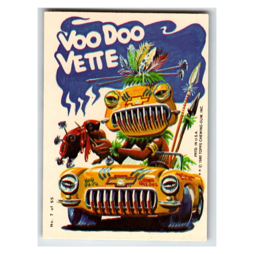 Topps Voo Doo Vette Sticker No. 7 of 55 1980 Non-Sport Cartoon Corvette